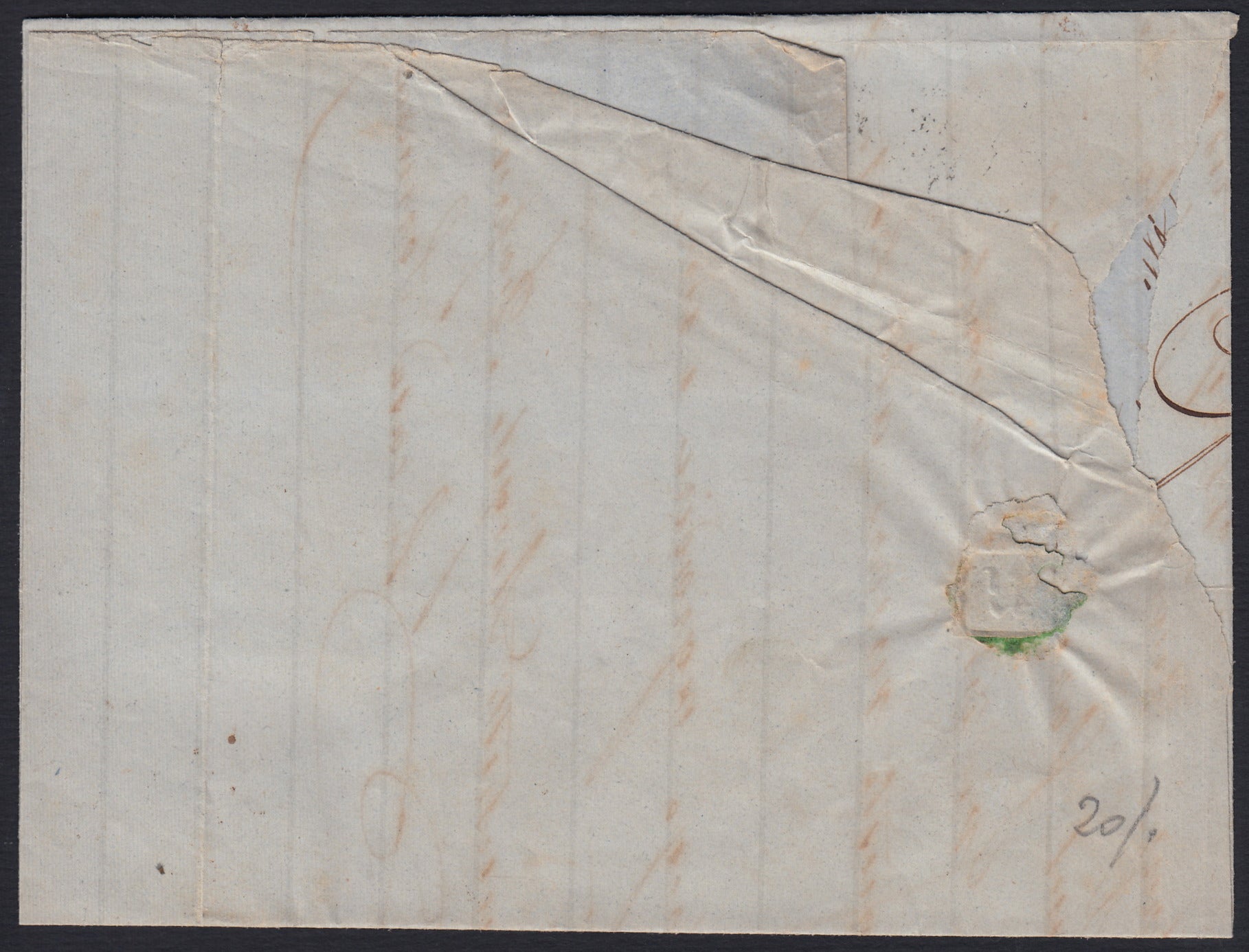 SARDSP269 - 1860 - Lettera spedita da Chiavari per Sestri Levante 21/4/&0 affrancata con c. 20 celeste I tavola (15Ca)