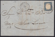 SARDSP271 - 1861 - Lettera spedita da Chiavari per Sestri Levante 20/2/61 affrancata con c. 20 celeste grigiasto II tavola (15Db)