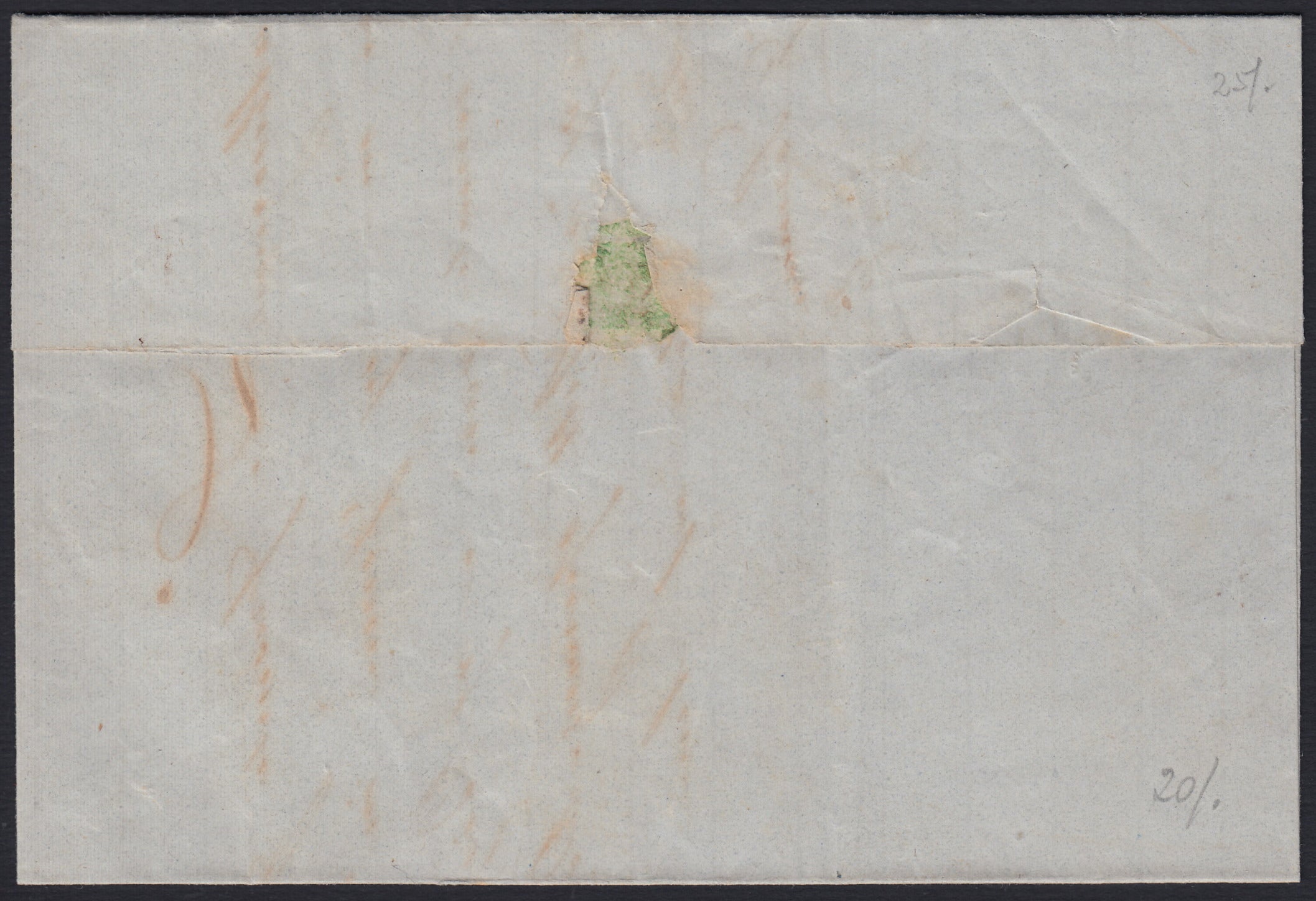 SARDSP271 - 1861 - Lettera spedita da Chiavari per Sestri Levante 20/2/61 affrancata con c. 20 celeste grigiasto II tavola (15Db)
