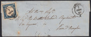 SARDSP273 - 1860 - Lettera spedita da Oneglia per Pieve 7/9/60 affrancata con c. 20 azzurro I tavola (15Ca)