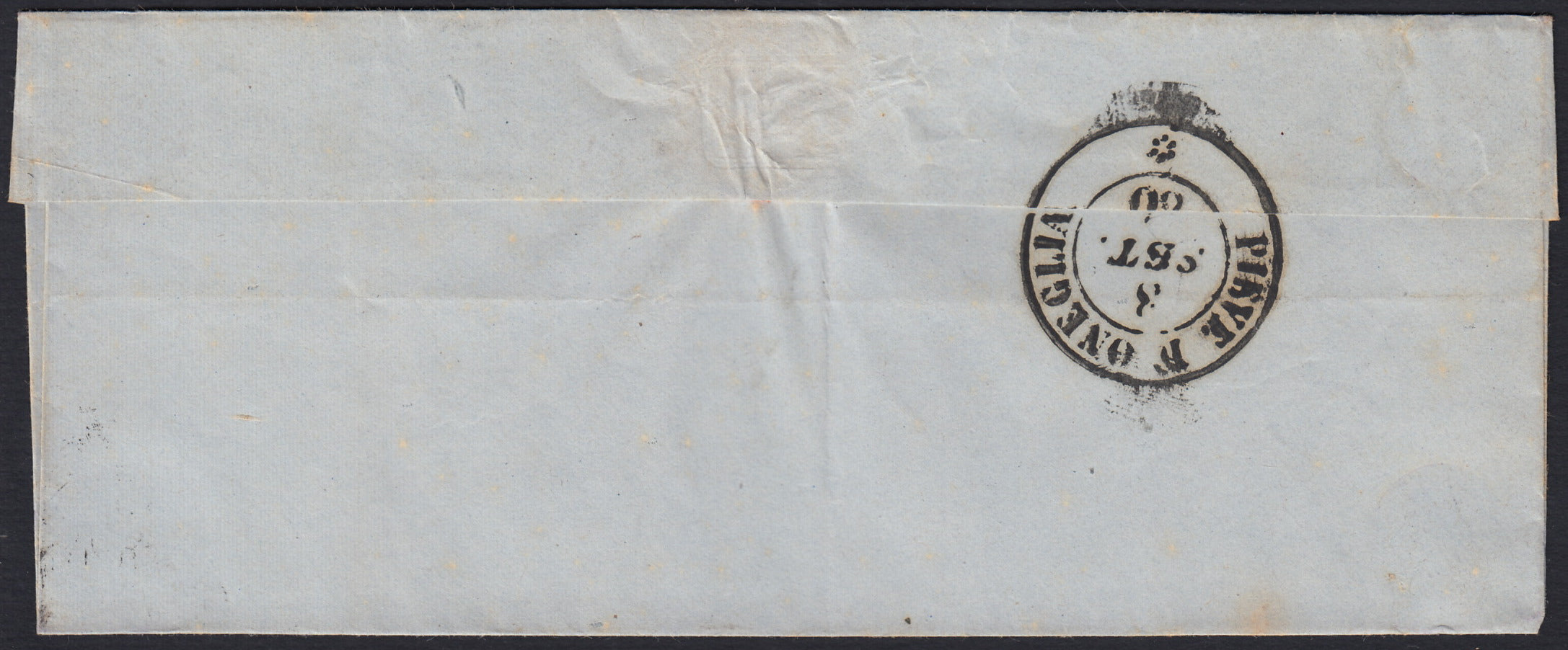SARDSP273 - 1860 - Lettera spedita da Oneglia per Pieve 7/9/60 affrancata con c. 20 azzurro I tavola (15Ca)