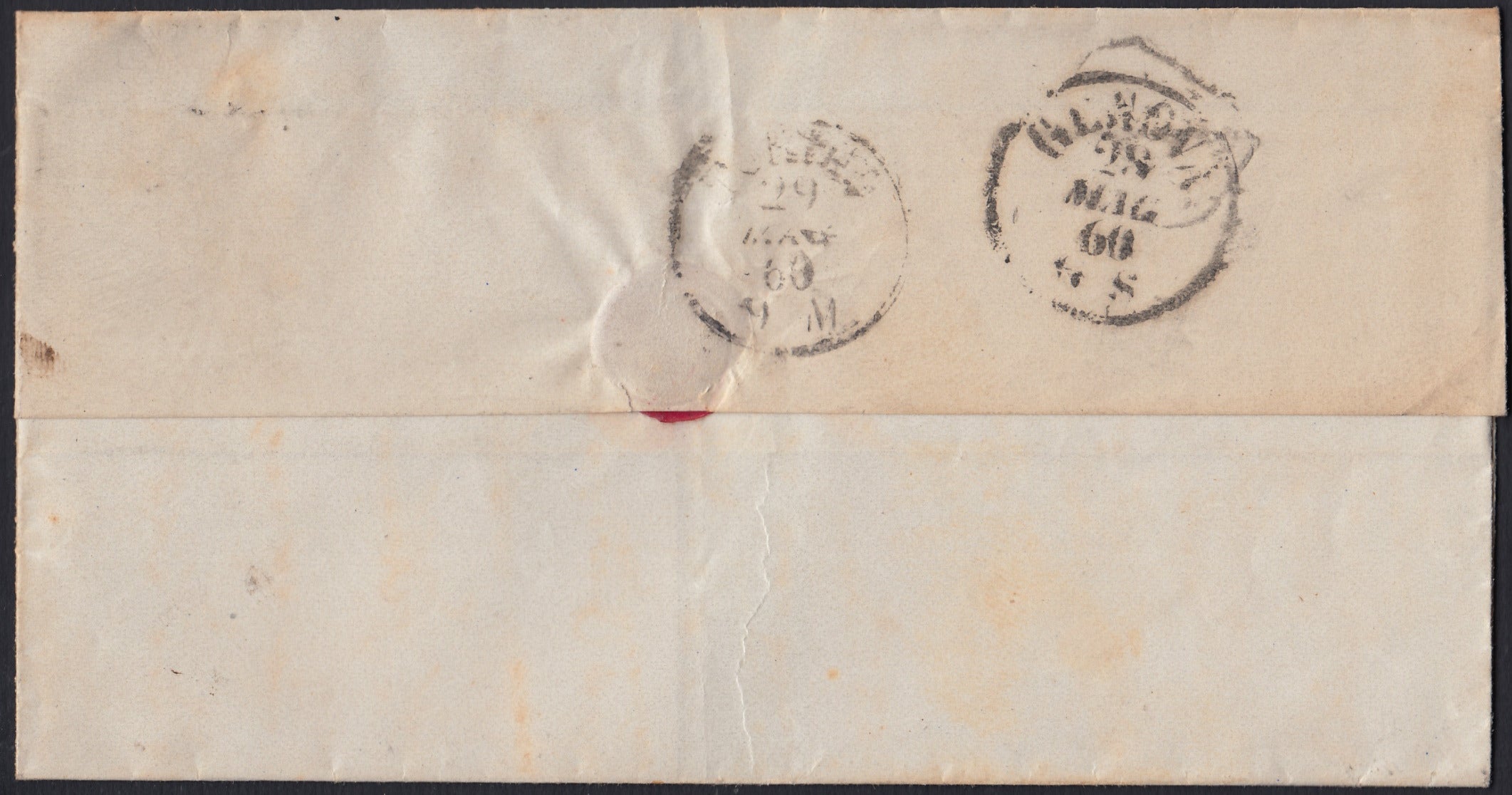 SARDSP279 - 1859 - Lettera spedita da Spezia per Torino 27/5/60 affrancata con c. 20 azzurro scurissimo I tavola (15C)