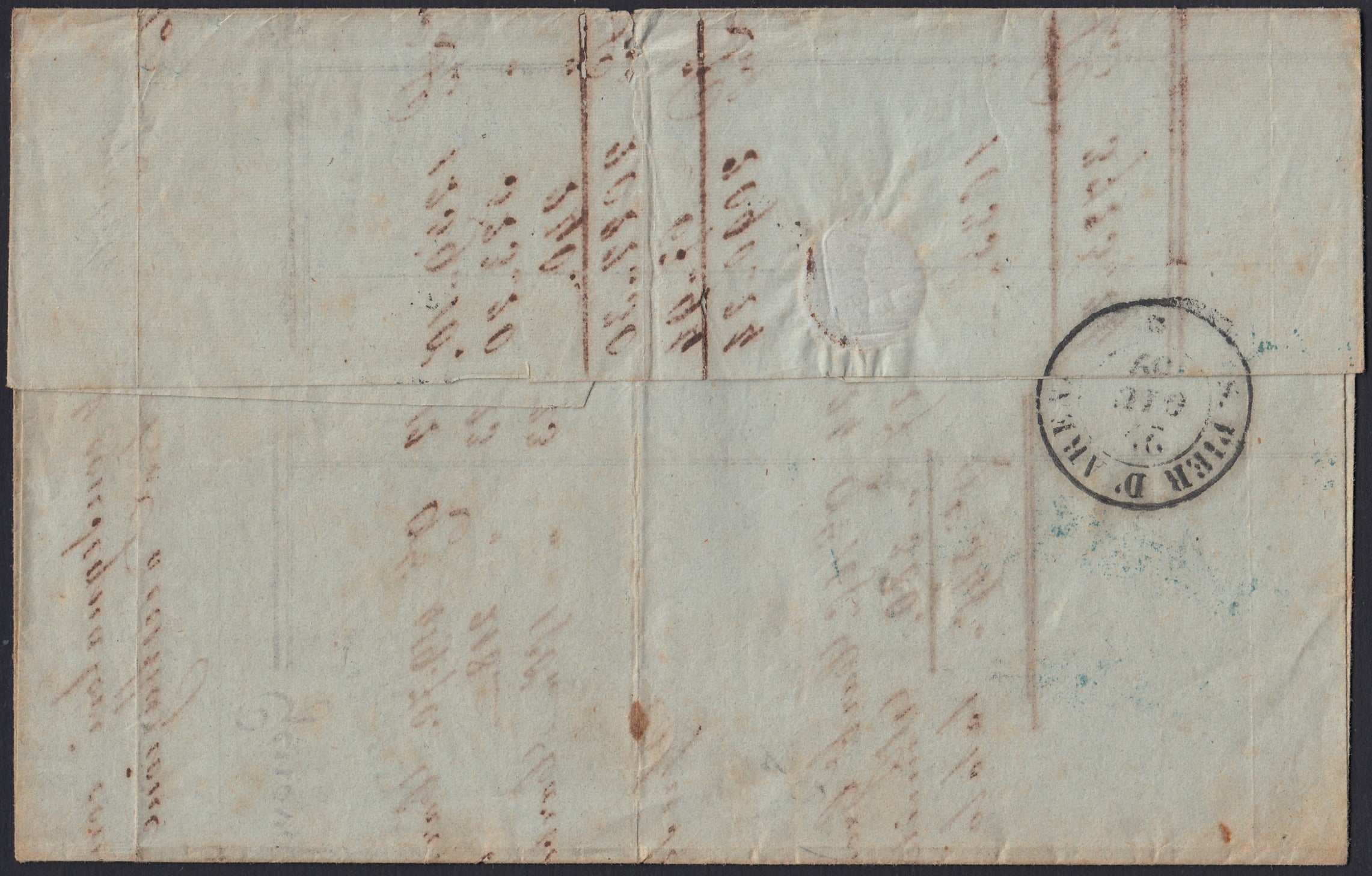 SARDSP280 - 1859 - Lettera spedita da Genova per Sampierdarena 22/6/59 affrancata con c. 20 cobalto oltremare I tavola (15Ba)