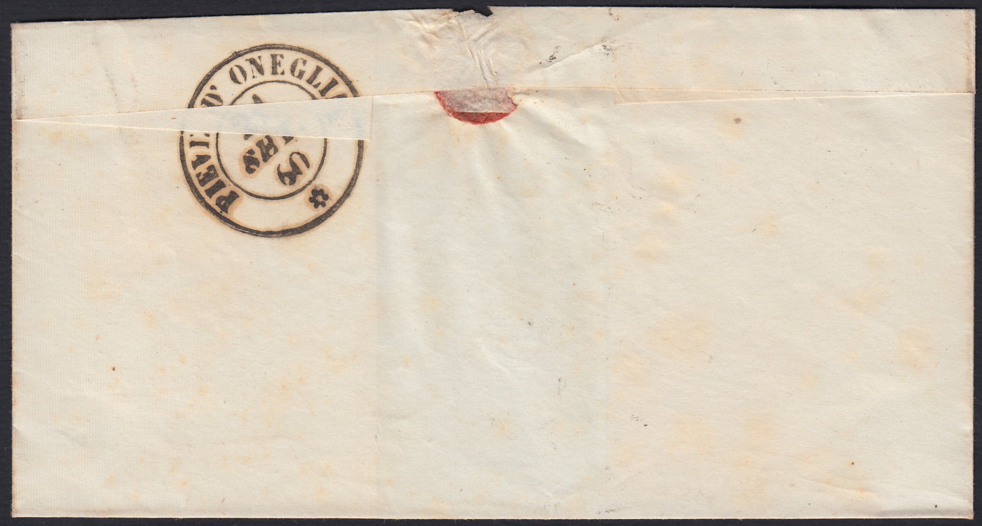 SARDSP286 - 1860 - Lettera spedita da Oneglia per Pieve 20/9/60 affrancata con c. 20 cobalto grigiastro I tavola (15Cb)