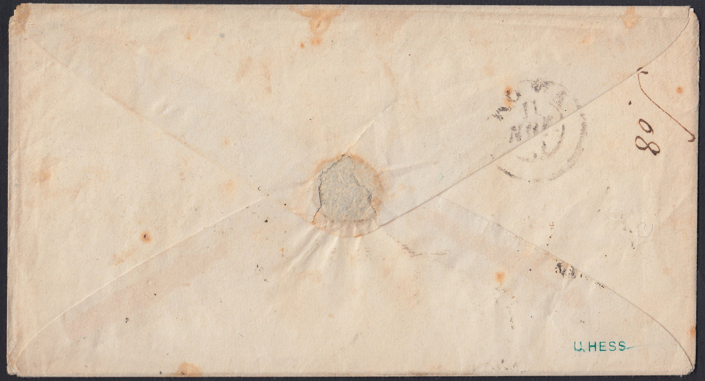 SardSp311 - 1861 - Letter sent from Terni Umbria to Rome 8/11/61 franked with c. 20 greyish light blue II plate (15Db) 