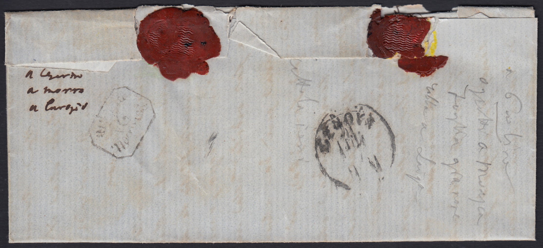 SARDSP322 - 1860 - Lettera spedita da Laigueglia per Genova affrancata con c. 20 azzurro I tavola (15Ca)