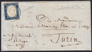 SardSP370 - 1861 - Lettera spedita da Bonneville per Torino 30/9/57 affrancata con c. 20 indaco I tavola (15Ab)