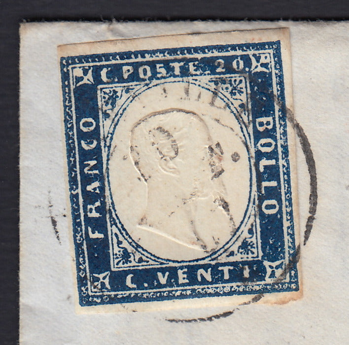 SardSP370 - 1861 - Lettera spedita da Bonneville per Torino 30/9/57 affrancata con c. 20 indaco I tavola (15Ab)