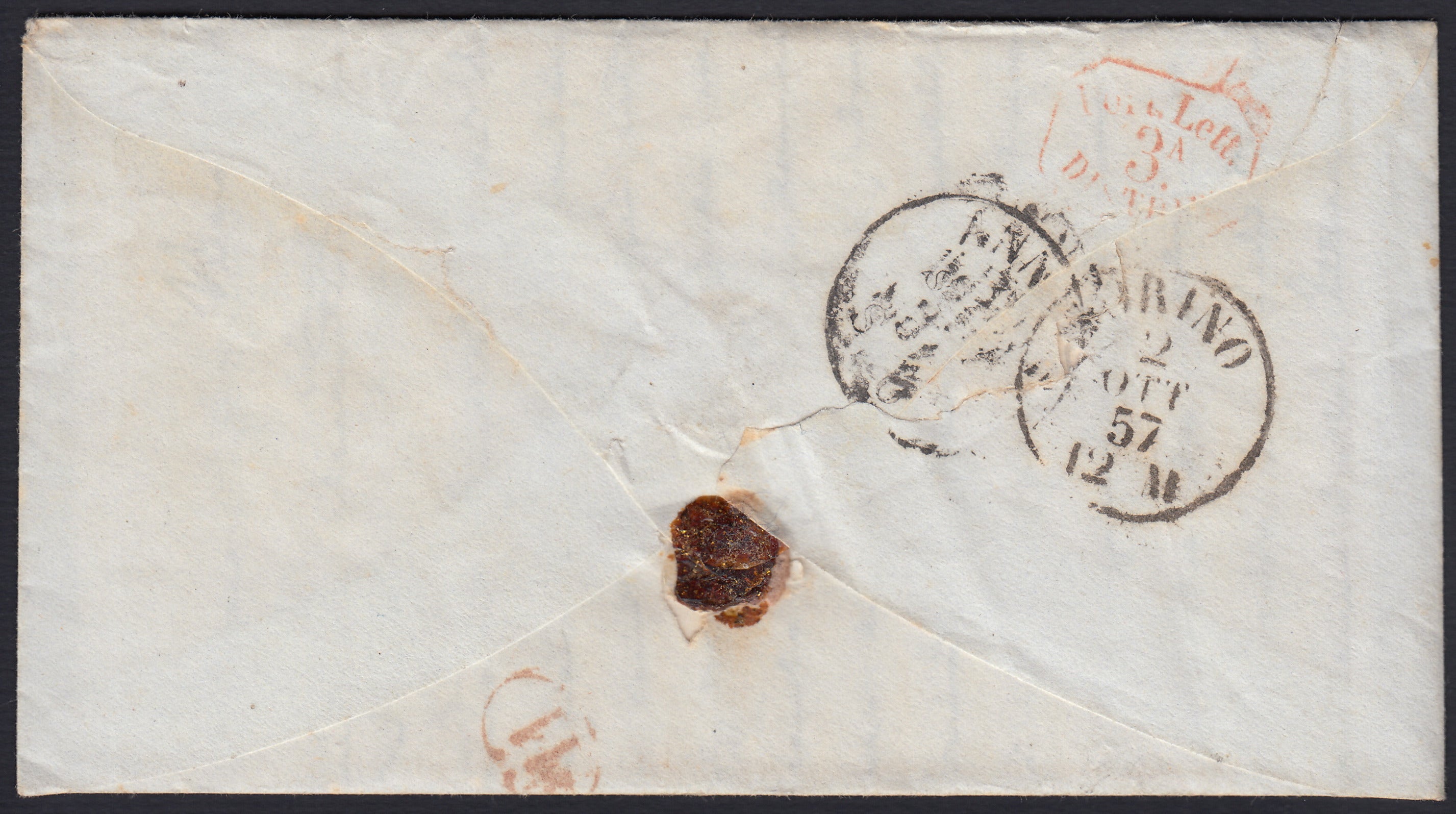 SardSP370 - 1861 - Lettera spedita da Bonneville per Torino 30/9/57 affrancata con c. 20 indaco I tavola (15Ab)