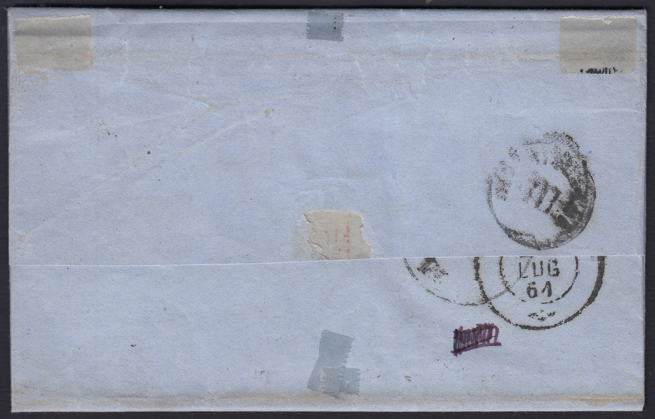 SardSP374 - 1861 - Lettera spedita da Casalmaggiore per Mantova 20/7/61 affrancata con c. 20 celeste grigiastro chiaro II tavola (15Dba)