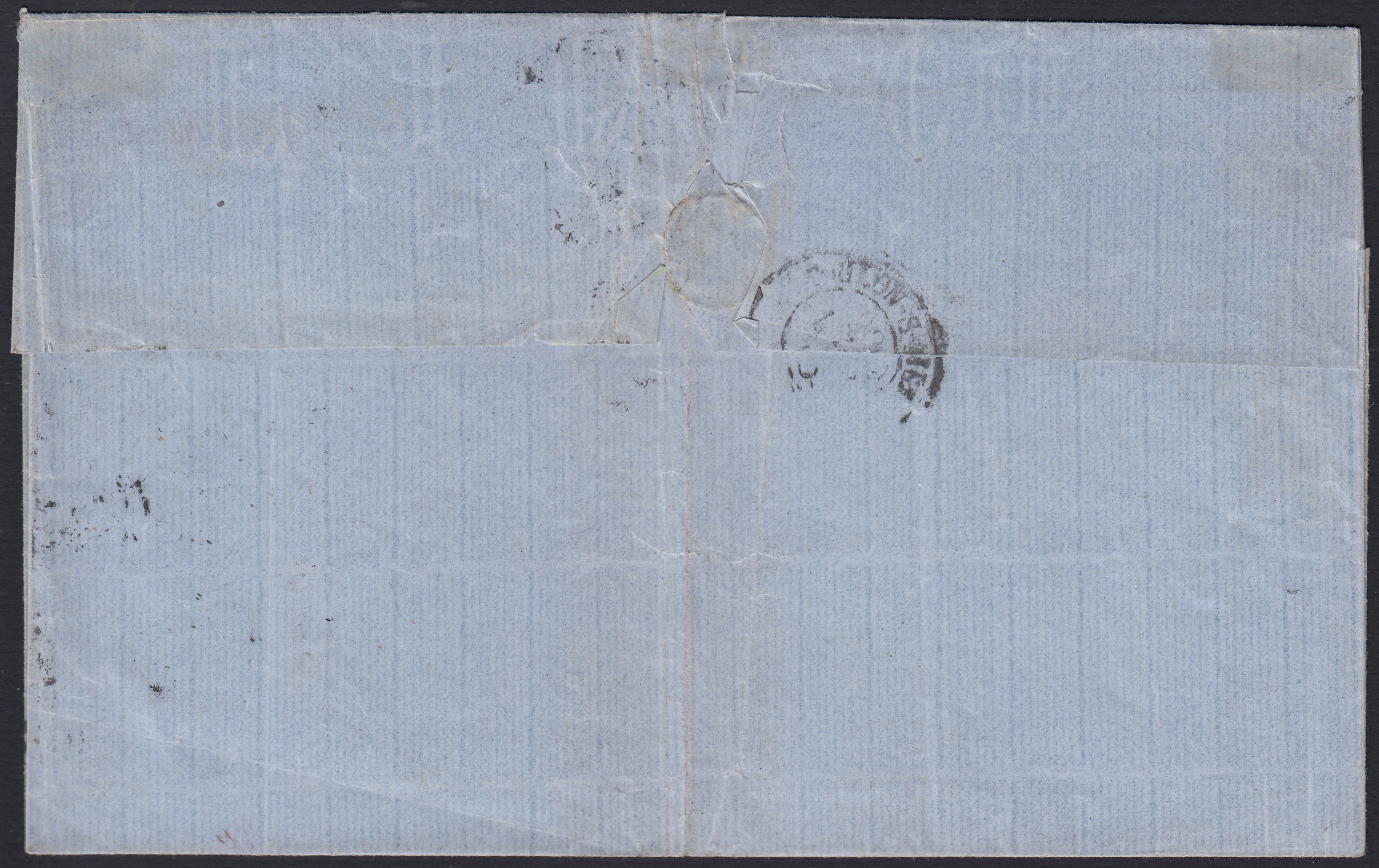 SardSP383 - 1858 - Lettera spedita da Nizza Marittima per Toulon 28/3/58 affrancata con c. 10 terra d'ombra I tavola + c. 40 vermiglio arancio scuro (14 + 16Ac)