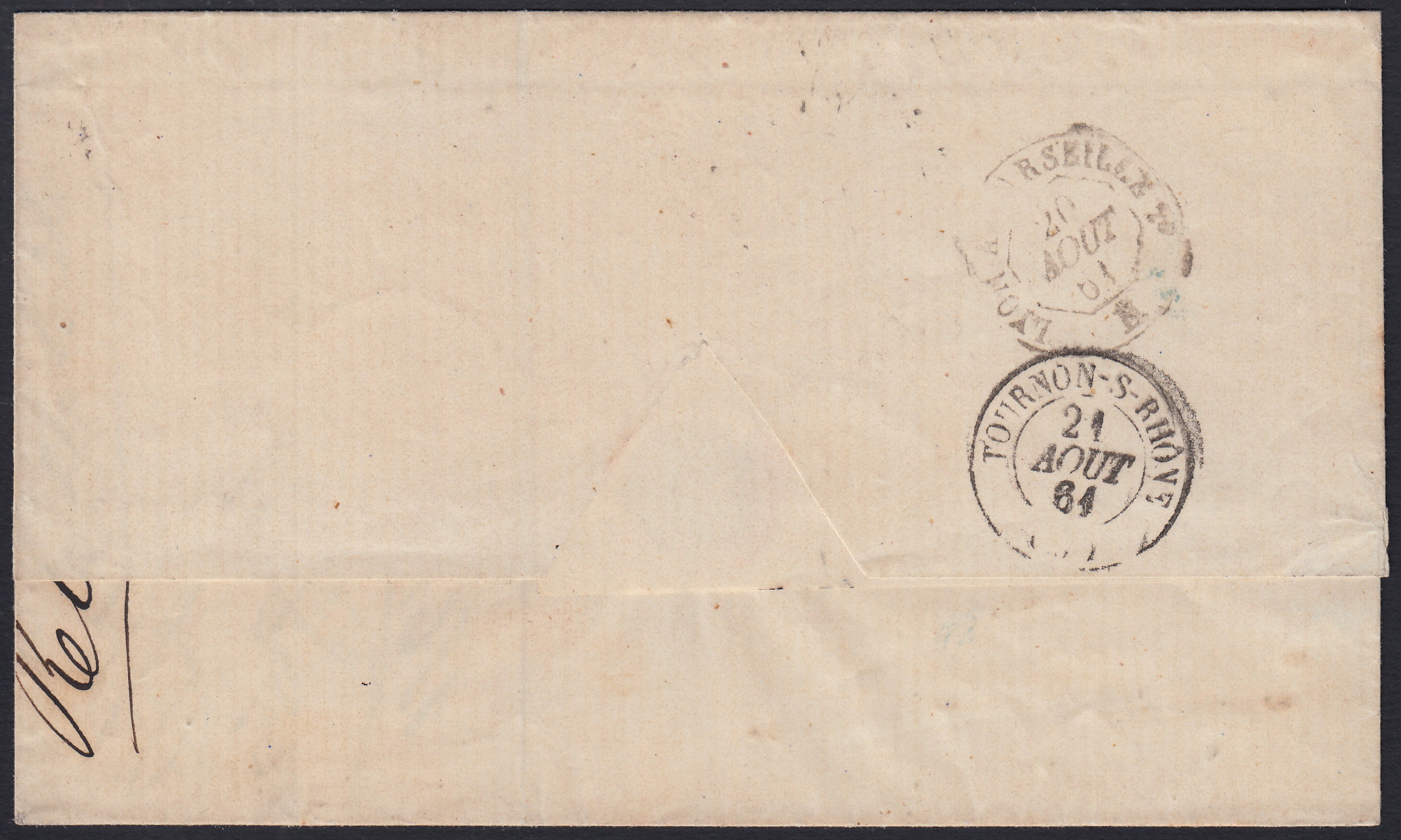 SardSP392 - 1861 - Lettera spedita da Torino per Tournon (Francia) 19/8/61 affrancata con c. 40 rosso vermiglio stampa povera (16Da)