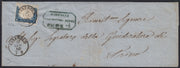 SardSP395 - 1860 - Lettera spedita da Pinerolo per Trino 31/7/60 affrancata con c. 20 azzurro I tavola, usato in frode postale (15Ca)