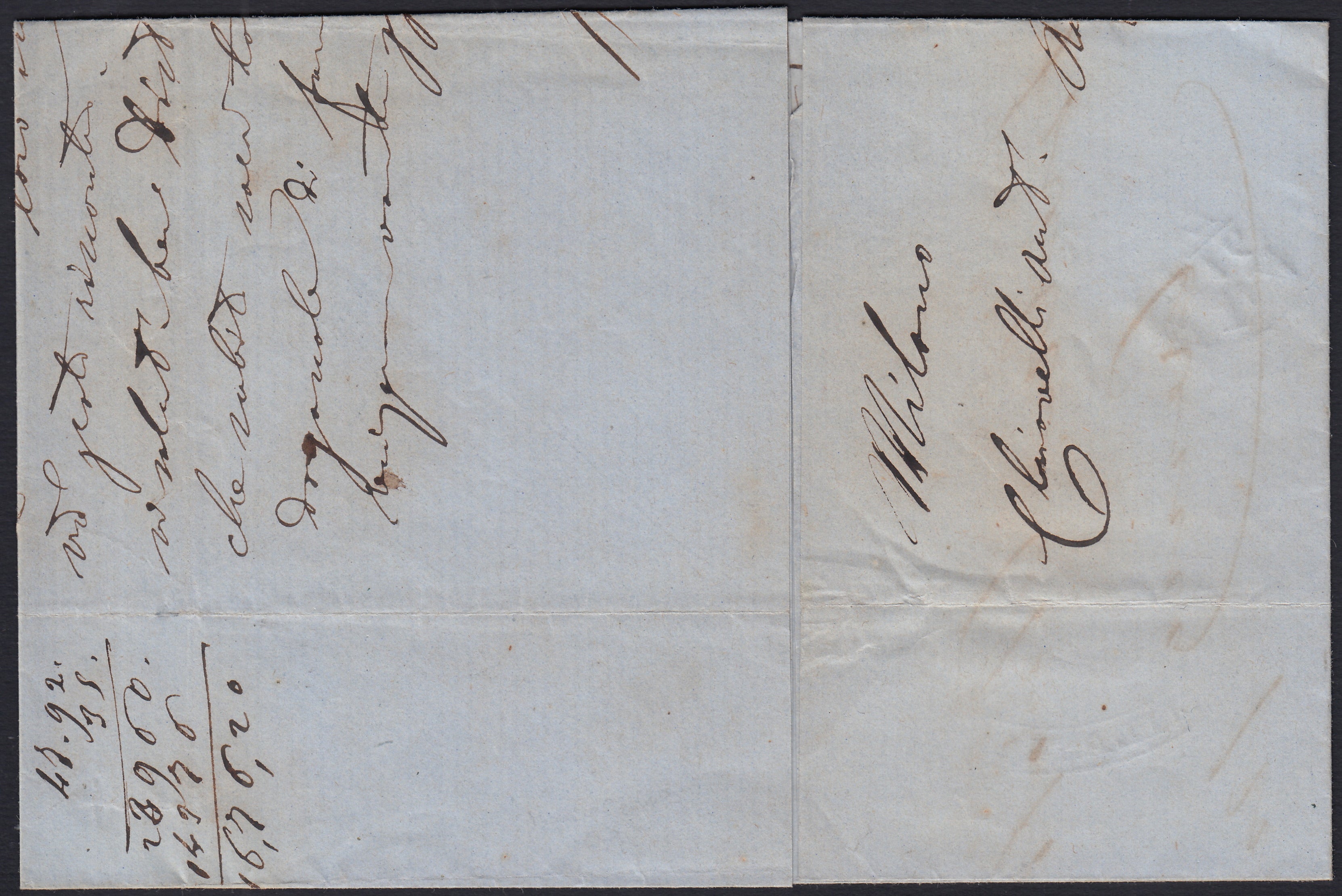 SardSP397 - 1859 - Lettera spedita da Milano per Crema 16/7/59 affrancata con c. 20 azzurro scuro I tavola, periodo di Governo Provvisorio di Lombardia (15B, C3)