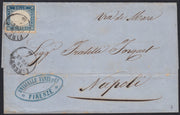 SardSP400 - 1861 - Lettera spedita da Firenze x Napoli 13/4/61 affrancata con c. 20 celeste grigiastro II tavola (15Db)