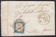 SardSP404 - 1857 - Lettera spedita da Bagnasco per La Pieve 1/4/57 affrancata con c. 20 cobalto chiaro I tavola, annullo in arrivo + tratti di penna (15a, p.ti 10)