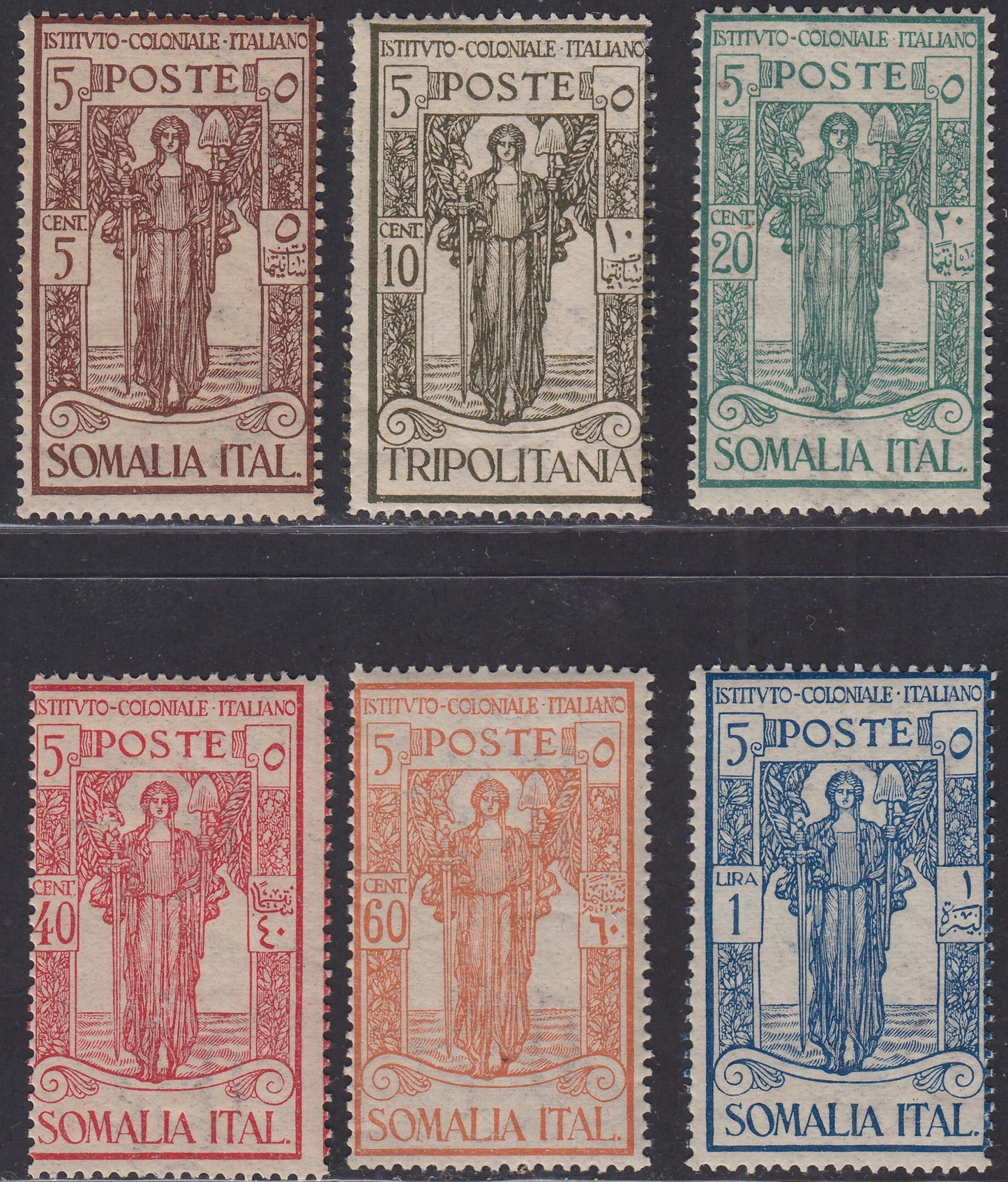 SOM16 - 1926 - Pro Istituto Coloniale Italiano, complete set of six new intact rubber values ​​(86/91)