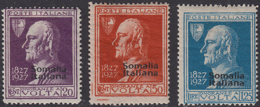 SOM17 - 1927 - Volta, complete set of three mint valors with traces of hinge (109/111)