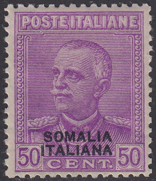 SOM21 - 1930 - Francobollo tipo Parmeggiani soprastampato SOMALIA ITALIANA, c. 50 lilla nuovo con gmma originale (139)