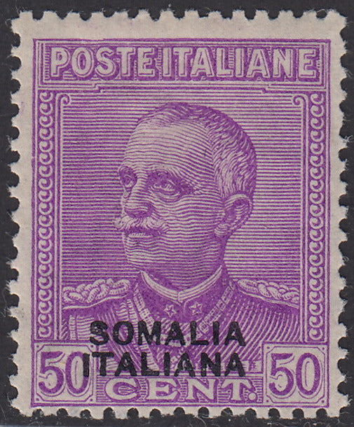 SOM22 - 1930 - Francobollo tipo Parmeggiani soprastampato SOMALIA ITALIANA, c. 50 lilla nuovo con gmma integra (139)