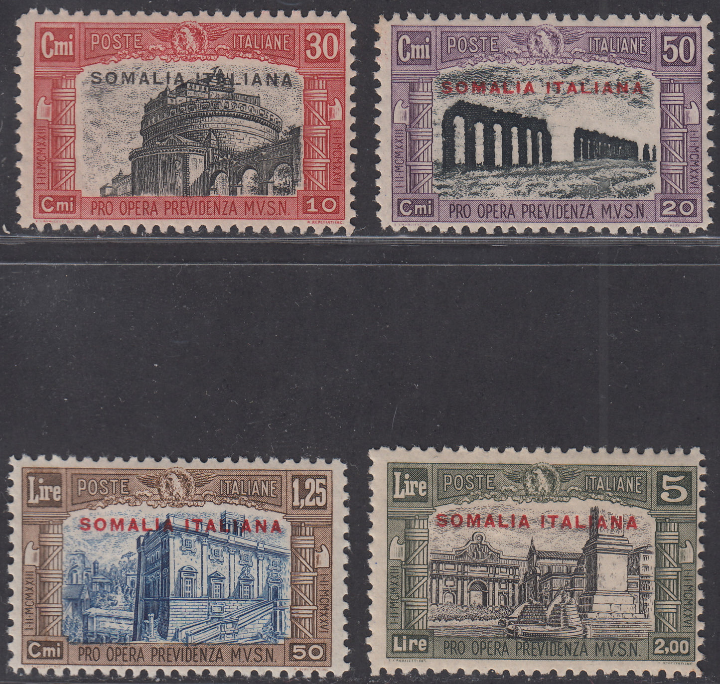 SOM23 - 1929 - Militia II series overprinted SOMALIA ITALIANA, new with original rubber (119/122)