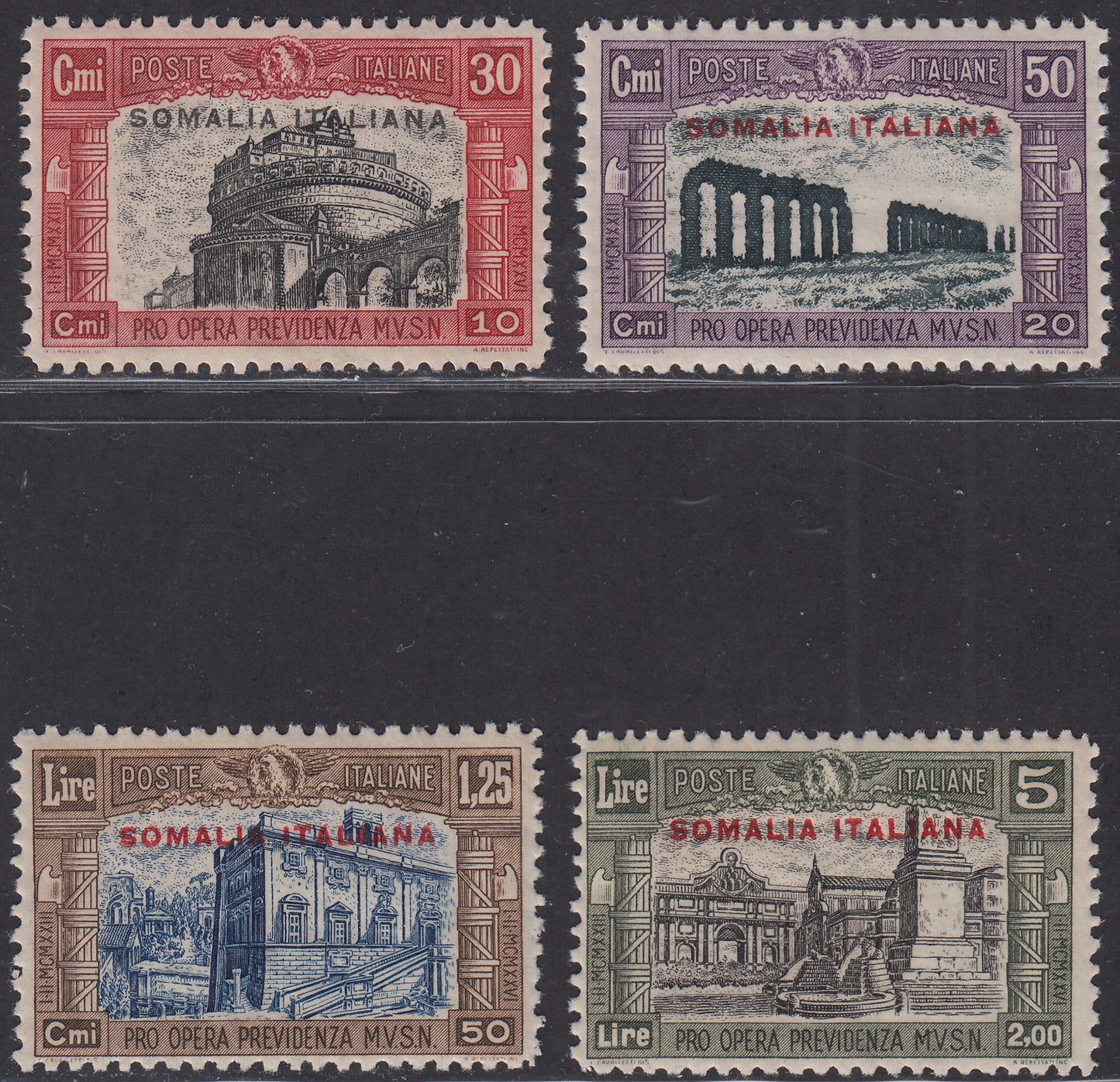 SOM24 - 1929 - Milizia II serie soprastampata SOMALIA ITALIANA, nuova con gomma integra (119/122)