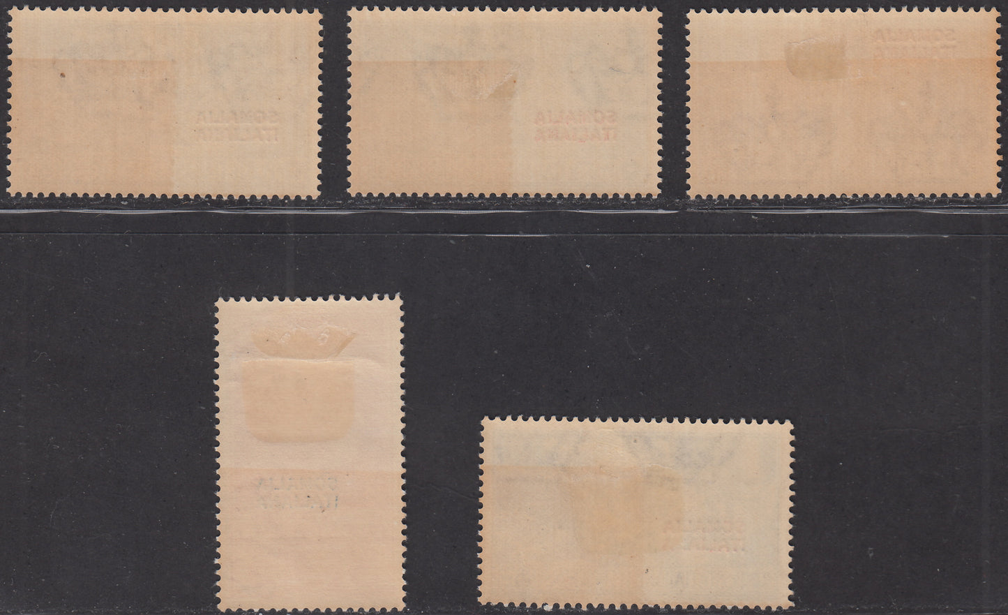 SOM28 - 1930 - Ferrucci, stamps in changed colors and overprinted SOMALIA ITALIANA, complete set new original rubber (133/137) 