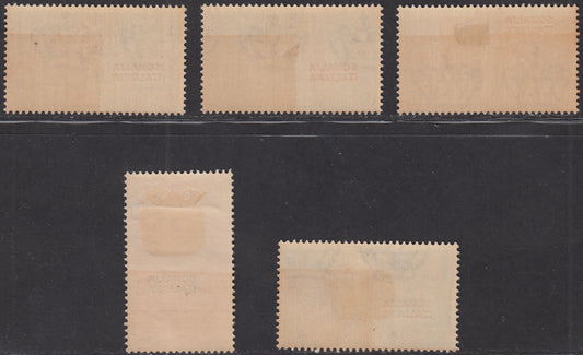 SOM28 - 1930 - Ferrucci, francobolli in colori cambiati e soprastampati SOMALIA ITALIANA, serie completa nuova gomma originale (133/137)