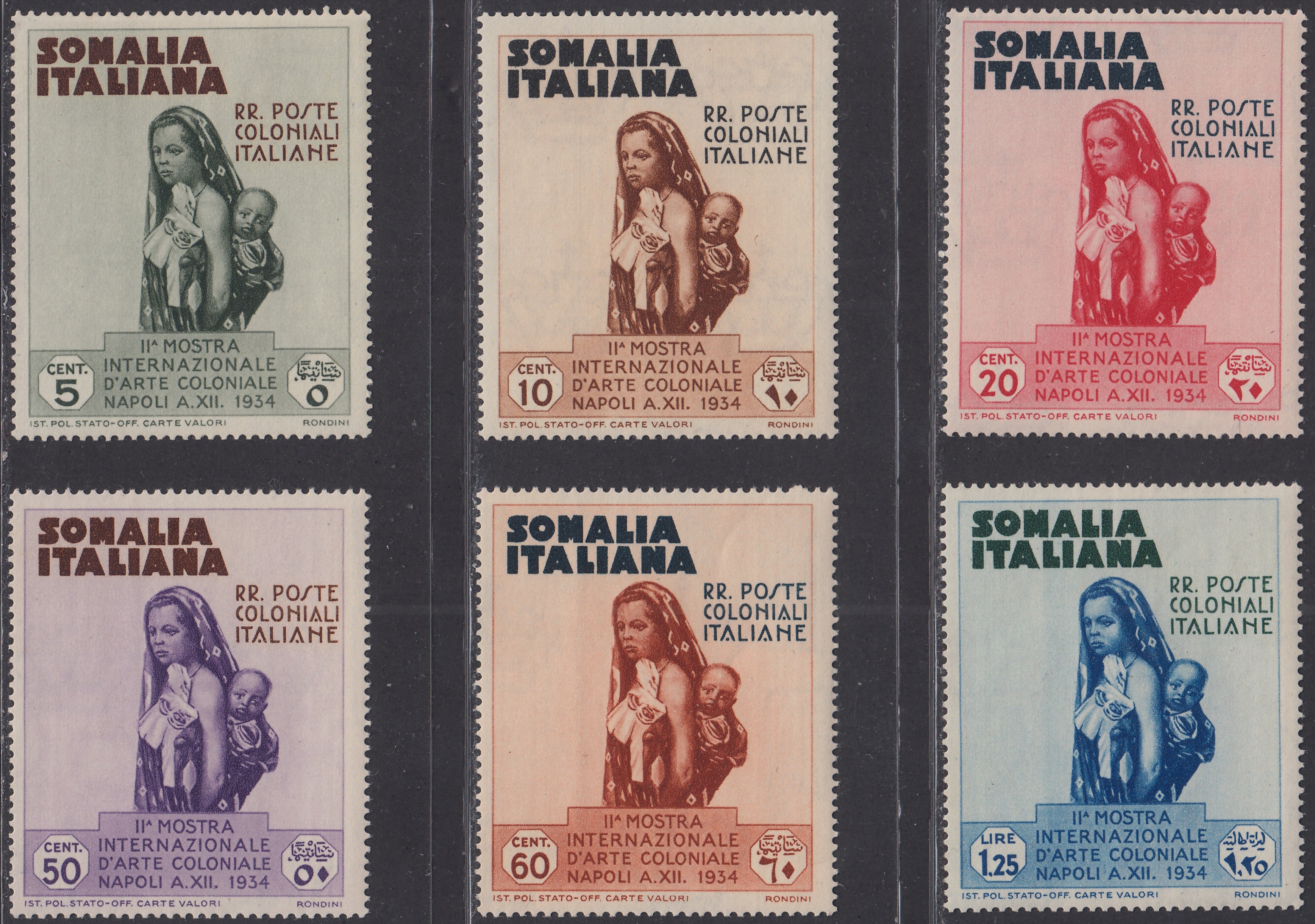 SOM30 - 1934 - 2a mostra internazionale di arte coloniale, serie completa di Posta Ordinaria + Posta Aerea nuova gomma integra (193/198 + A1/6)