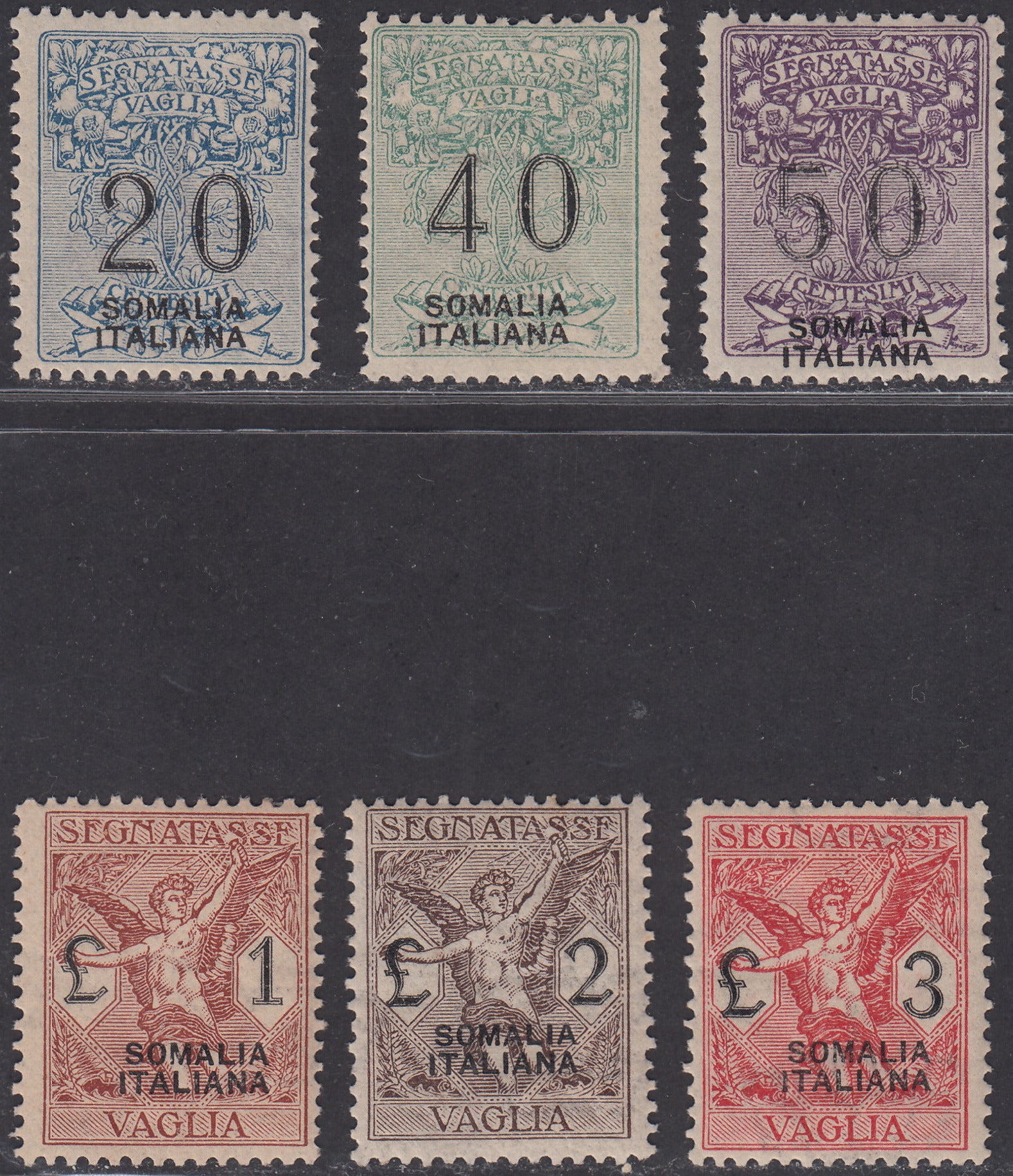 SOM34 - 1926 - Segnataasse per vaglia di Regno, soprastampate SOMALIA ITALIANA, serie comleta nuova con gomma originale (7/12)