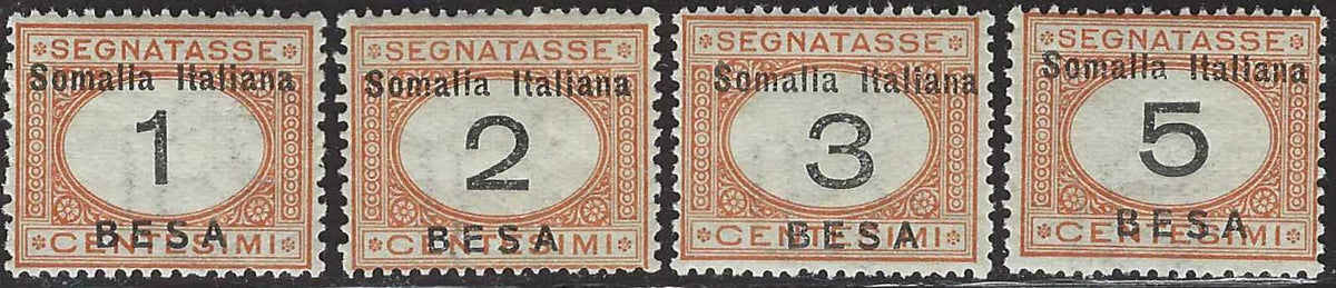SOM48 - 1923 - Kingdom tax stamps overprinted ITALIAN SOMALIA and value in Rupees, 1 new blue and black Rupee with original rubber and decal of the overprint (40b)