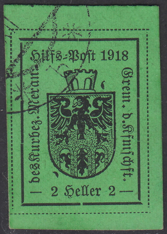 T11 - 1918 - Stampa tipografica su carta lucida, I tipo, 2 heller verde scuro usato (4)