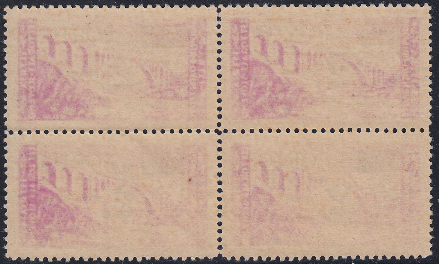 T125 -Tax postage, 2L. on 30c. lilac block of four copies with type II and III plug, new, intact rubber (7/II + 7/III)