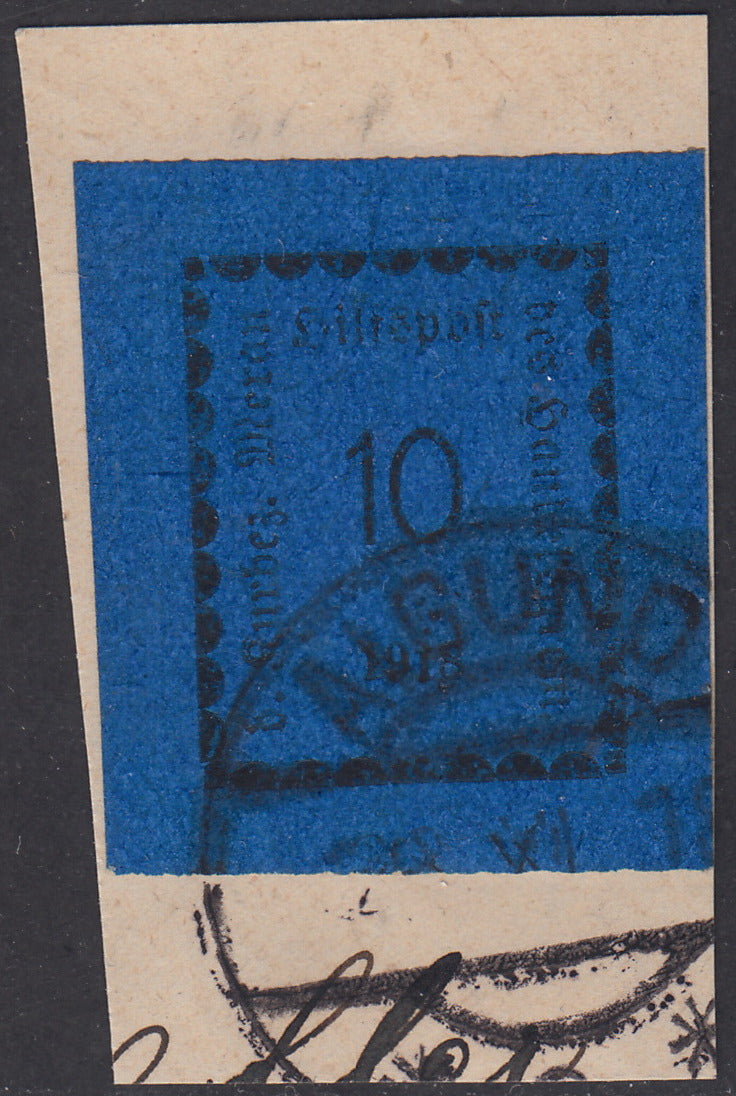 T13 - 1918 - 1st issue, 10 overseas heller used on fragment with original cancellation (3).