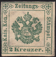 T156 - Segnatasse per Giornali, 2kr, verde scuro I sottotipo nuovo con gomma originale, raro e splendido (1)