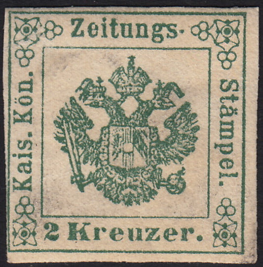 T156 - Segnatasse per Giornali, 2kr, verde scuro I sottotipo nuovo con gomma originale, raro e splendido (1)