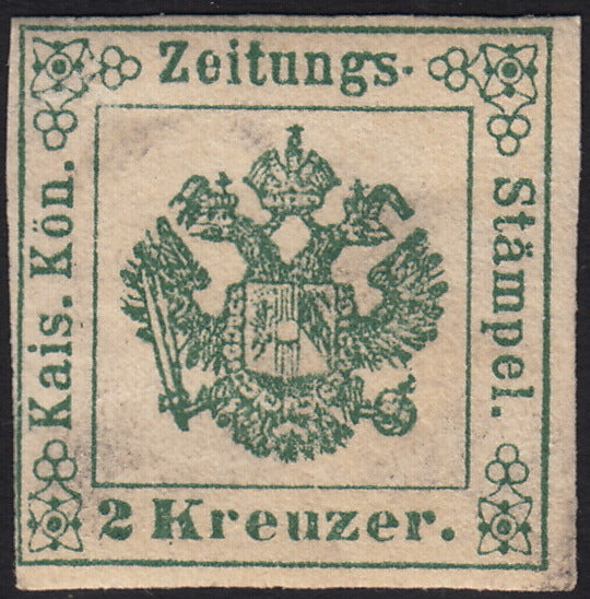 T156 - Segnatasse per Giornali, 2kr, verde scuro I sottotipo nuovo con gomma originale, raro e splendido (1)