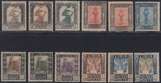 T169 - 1921 - Serie Pittorica, dentellatura 13 1/2 / 14 a pettine o lineare, filigrana corona coricata, serie completa di 12 valori nuova con gomma (21/32)