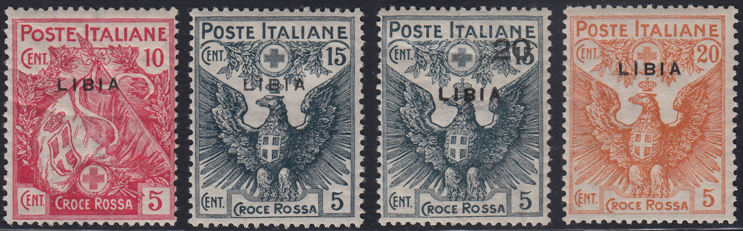 T171 - 1915/16 - Croce Rossa di Libia serie completa di 4 valori nuova gomma integra (13/16)