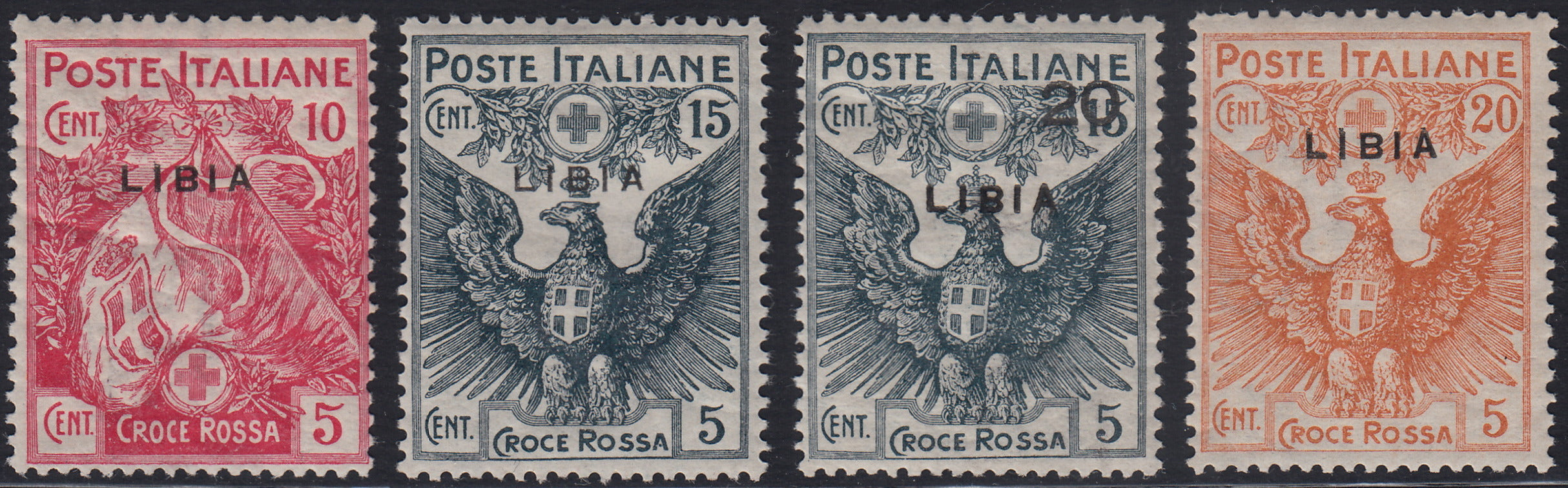 T171 - 1915/16 - Croce Rossa di Libia serie completa di 4 valori nuova gomma integra (13/16)