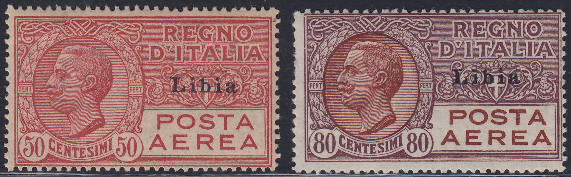 T175 - 1928/29 - Libia Posta Aerea, serie di due valori nuovi con gomma originale (A1, A2)