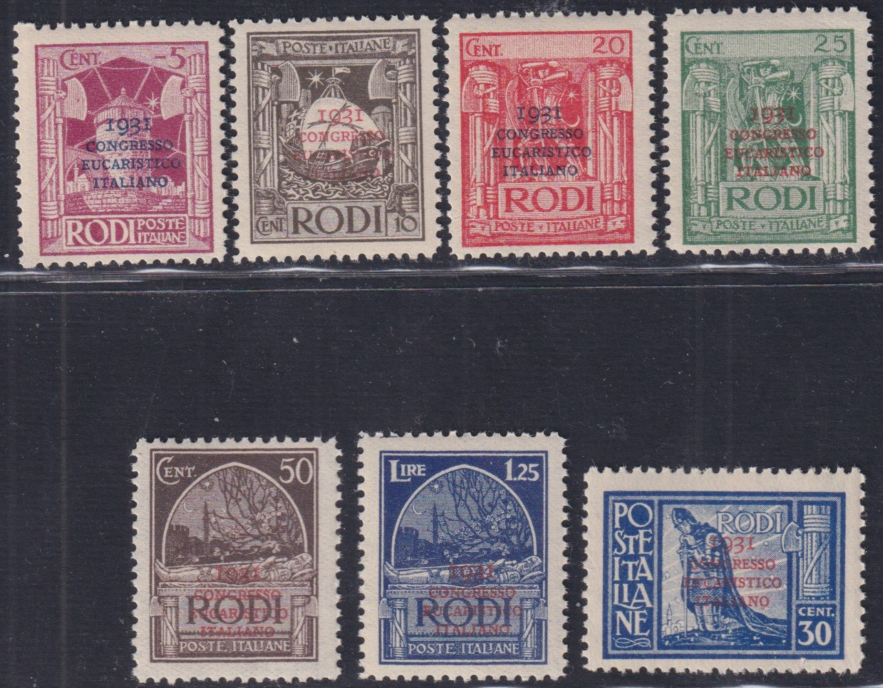 T181 - 1931 - Congresso Eucaristico Italiano, serie completa di sette valori nuova gomma integra (30/36)