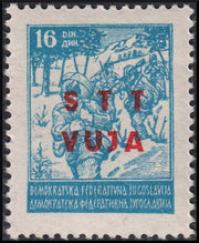 1948 - "Pro Croce Rossa", sellos benéficos yugoslavos sobreimpresos, dos nuevos valores intactos (4, 5)