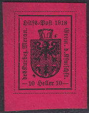 T26 - 1918 - Issued black print on rough and matt paper, IV type 10 heller lilac carmine (different colour) new not gummed (12/A)
