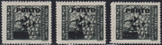 T26_111 - 1946 - Segnatasse soprastampate "Porto" e nuovo valore, 2L. su 25c. grigio oliva "coda curva" tre differenti tasselli nuove gomma originale (15A/I, 15A/II, 15A/III)