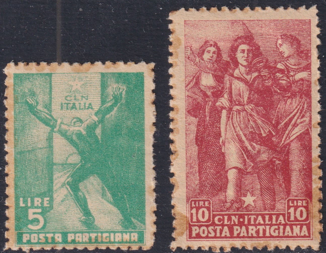 T26_128 - 1945 - CLN PARMA, Posta Partigiana, serie di due esemplari nuovi con piena gomma originale (1, 2)