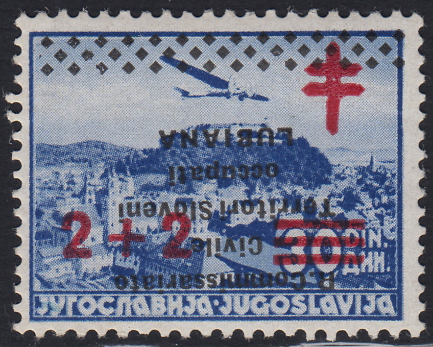 Lub71 - 1941 - Italian occupation of Ljubljana, Yugoslavia stamp with new overprint value 0.50 on 1.50d. red and typographical line at the bottom, pre-existing double overprint, new intact (39g). new intact tire (3Bb) (11/13)