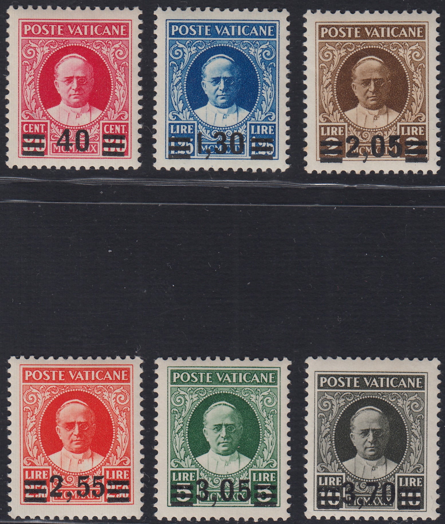 T26_21 - Città del Vaticano - 1934 serie Provvisoria di sei valori soprastampati nuova con gomma (35/40)