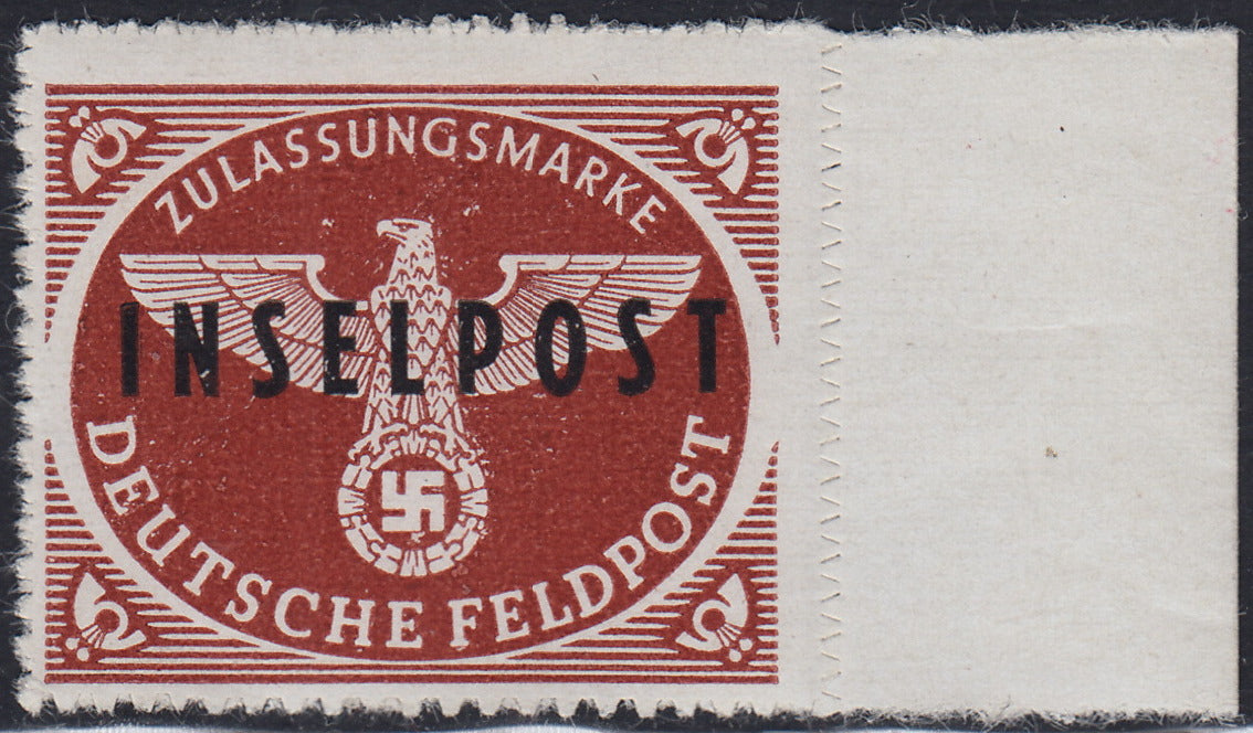 T26_24 - 1945 - Occupazione tedesca dell'Egeo, francobollo di franchigia militare bruno rosso perforazione a zig-zag e soprastampa INSELPOST (emissione di RODI) nuovo gomma integra (3)