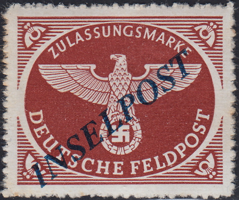 T26_27 - 1945 - Occupazione tedesca dell'Egeo, francobollo di franchigia militare bruno rosso perforazione a zig-zag e soprastampa INSELPOST (emissione di AGRAM) nuovo gomma integra (5)